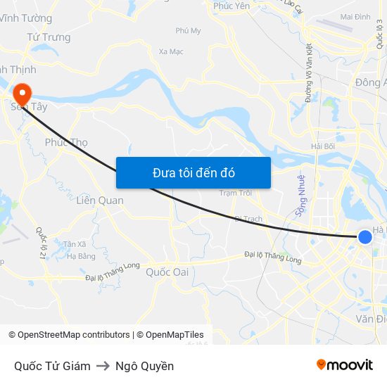 Quốc Tử Giám to Ngô Quyền map