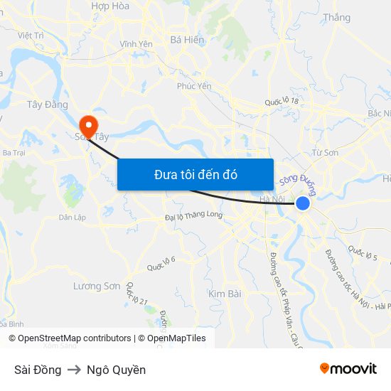 Sài Đồng to Ngô Quyền map