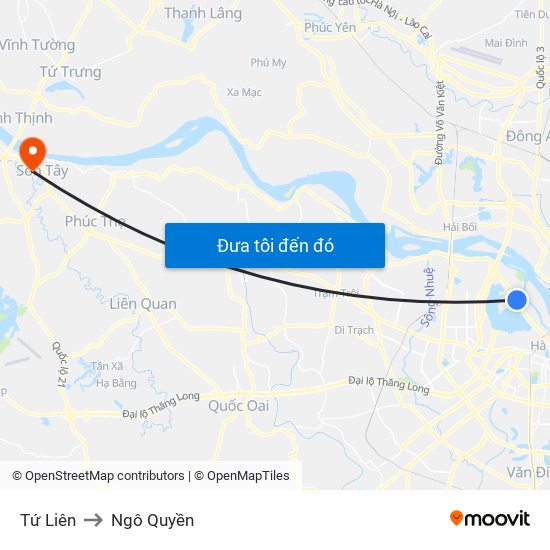 Tứ Liên to Ngô Quyền map
