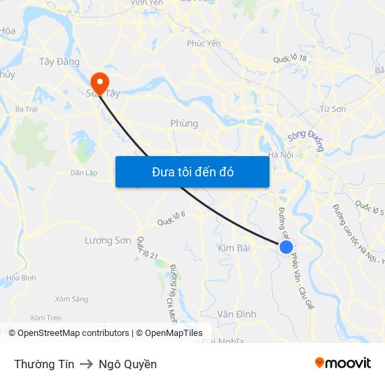 Thường Tín to Ngô Quyền map