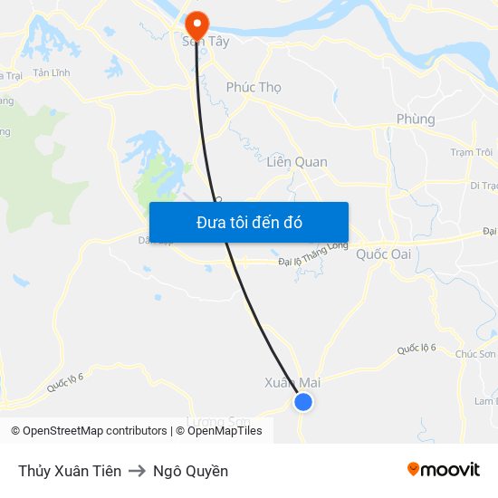 Thủy Xuân Tiên to Ngô Quyền map