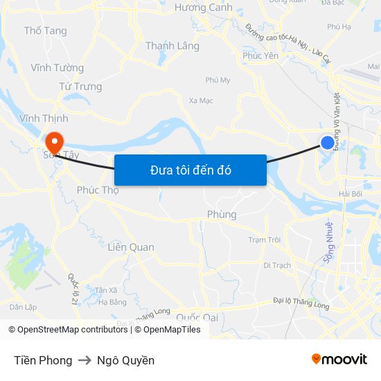 Tiền Phong to Ngô Quyền map