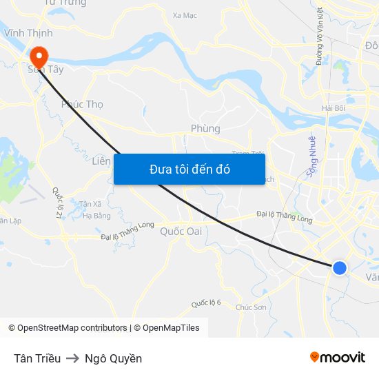 Tân Triều to Ngô Quyền map