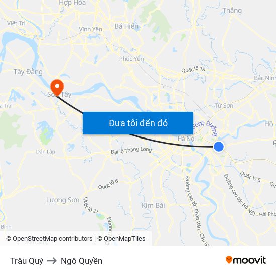 Trâu Quỳ to Ngô Quyền map