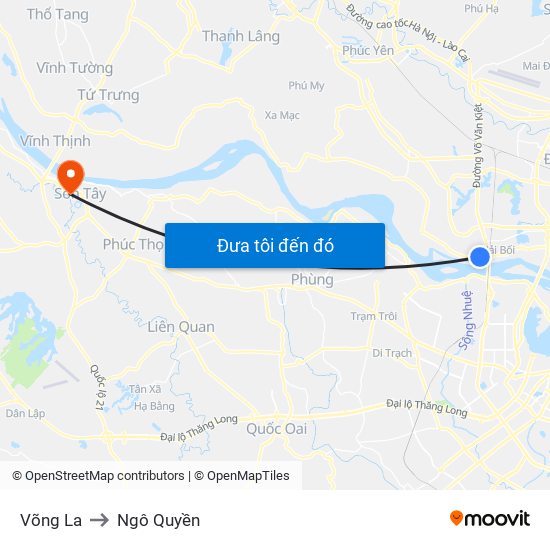 Võng La to Ngô Quyền map