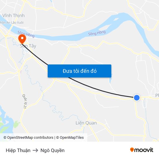 Hiệp Thuận to Ngô Quyền map