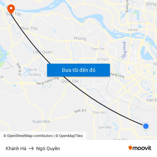 Khánh Hà to Ngô Quyền map