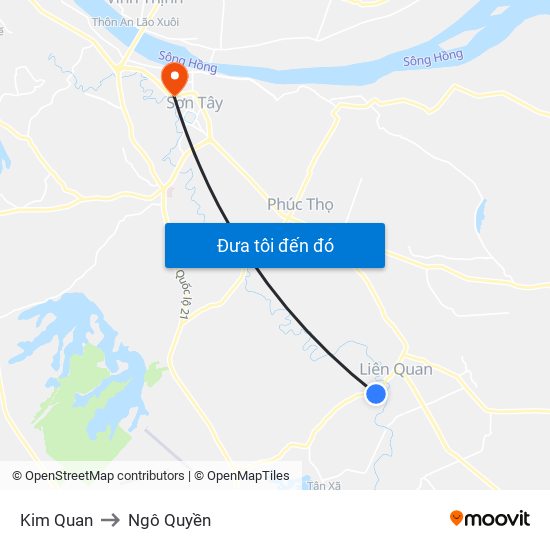 Kim Quan to Ngô Quyền map