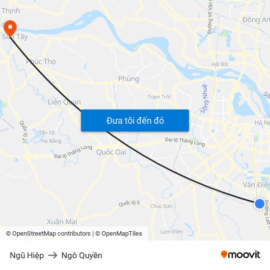 Ngũ Hiệp to Ngô Quyền map