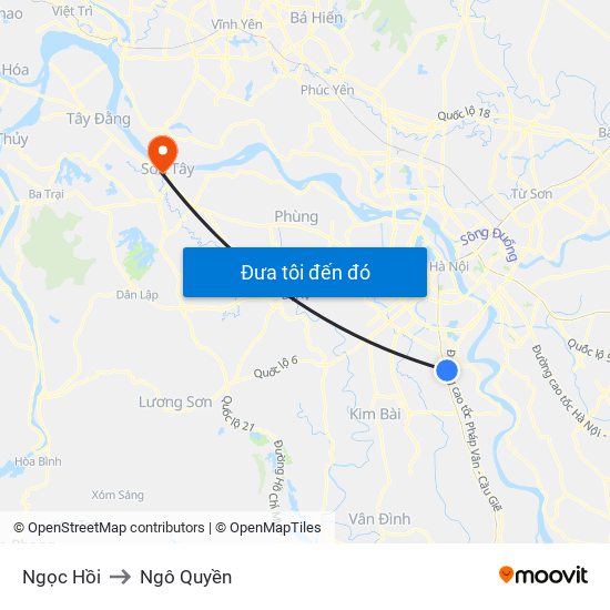 Ngọc Hồi to Ngô Quyền map