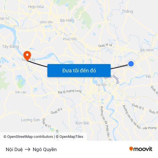 Nội Duệ to Ngô Quyền map