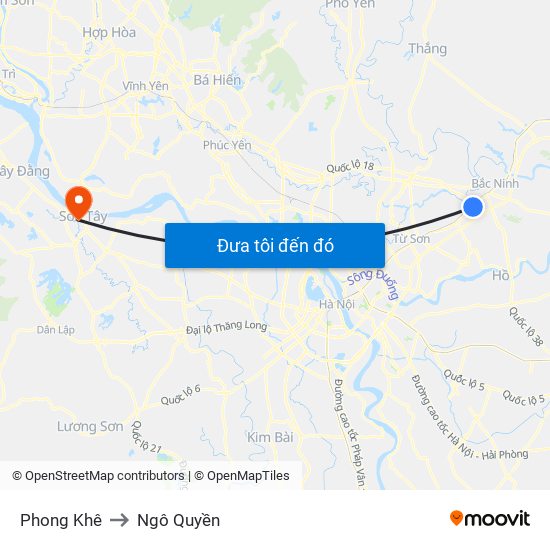 Phong Khê to Ngô Quyền map