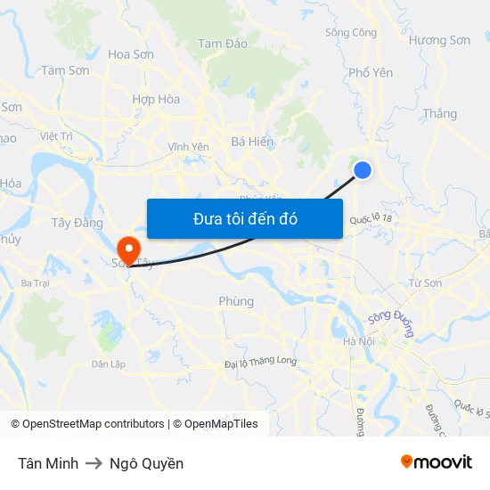 Tân Minh to Ngô Quyền map