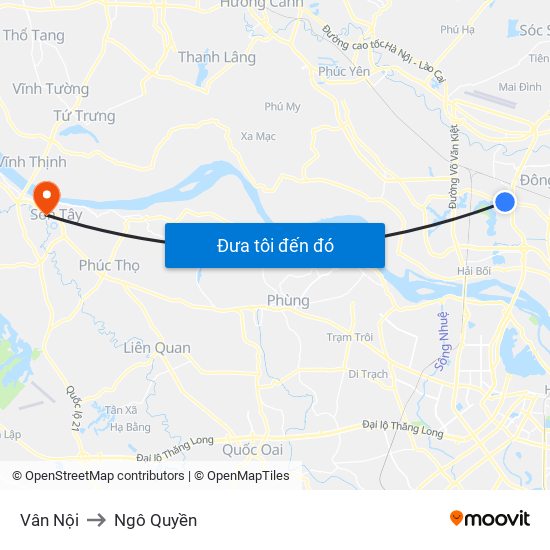 Vân Nội to Ngô Quyền map