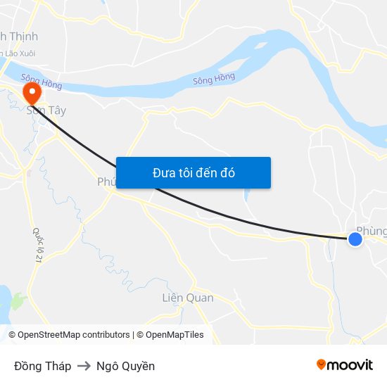 Đồng Tháp to Ngô Quyền map