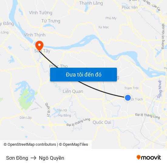 Sơn Đồng to Ngô Quyền map