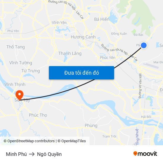 Minh Phú to Ngô Quyền map