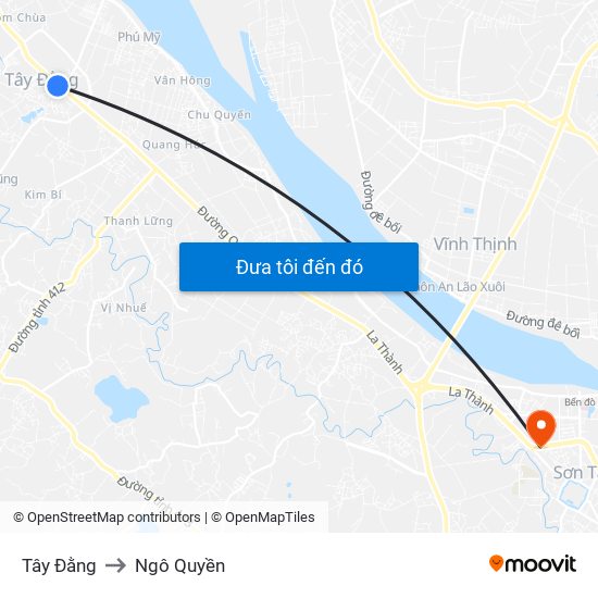 Tây Đằng to Ngô Quyền map