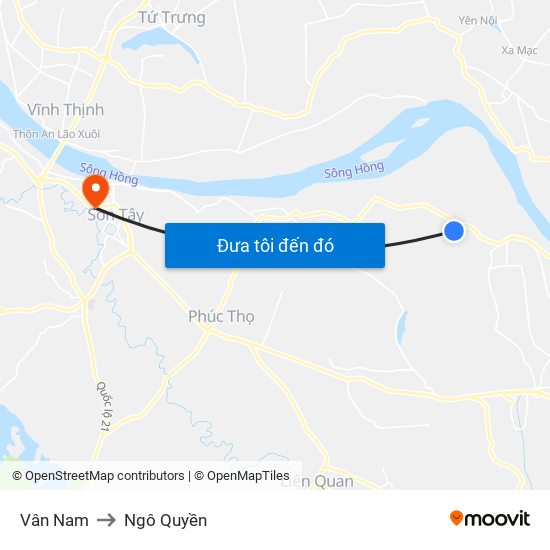 Vân Nam to Ngô Quyền map
