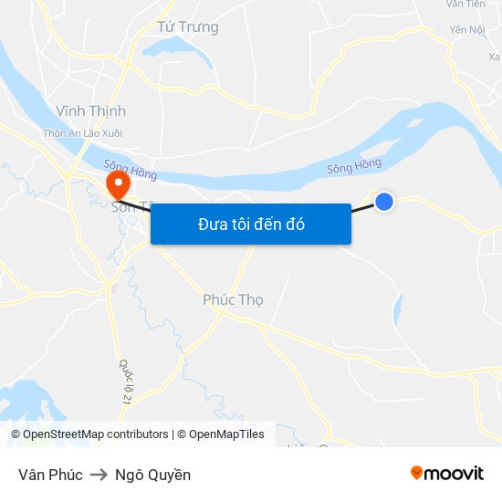 Vân Phúc to Ngô Quyền map