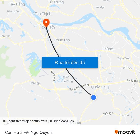 Cấn Hữu to Ngô Quyền map