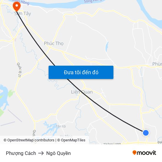 Phượng Cách to Ngô Quyền map