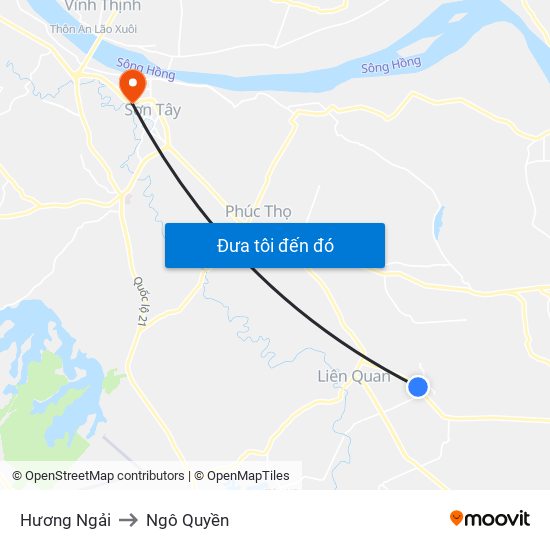 Hương Ngải to Ngô Quyền map