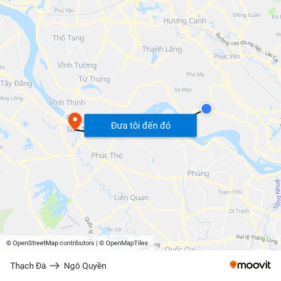 Thạch Đà to Ngô Quyền map