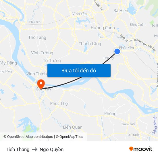 Tiến Thắng to Ngô Quyền map