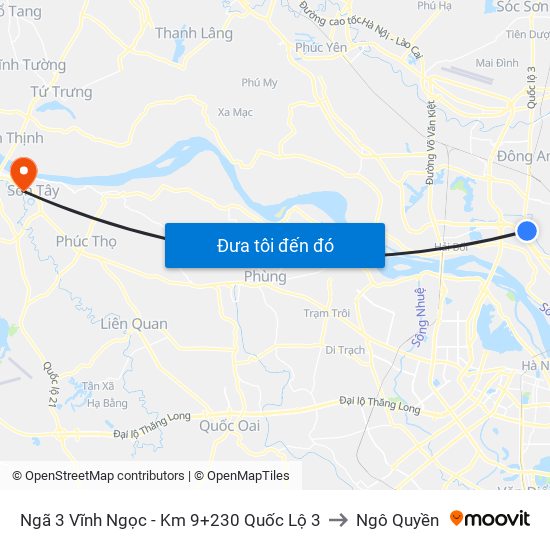 Ngã 3 Vĩnh Ngọc - Km 9+230 Quốc Lộ 3 to Ngô Quyền map