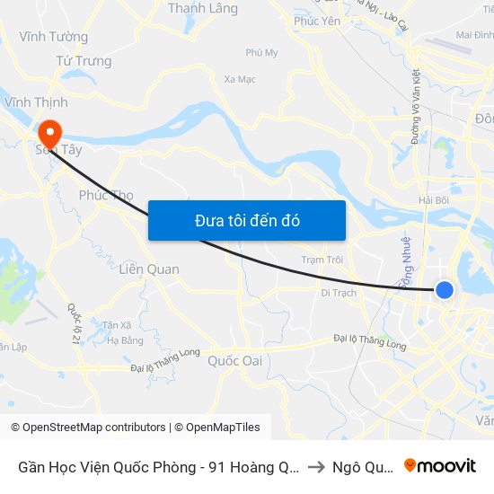 Gần Học Viện Quốc Phòng - 91 Hoàng Quốc Việt to Ngô Quyền map