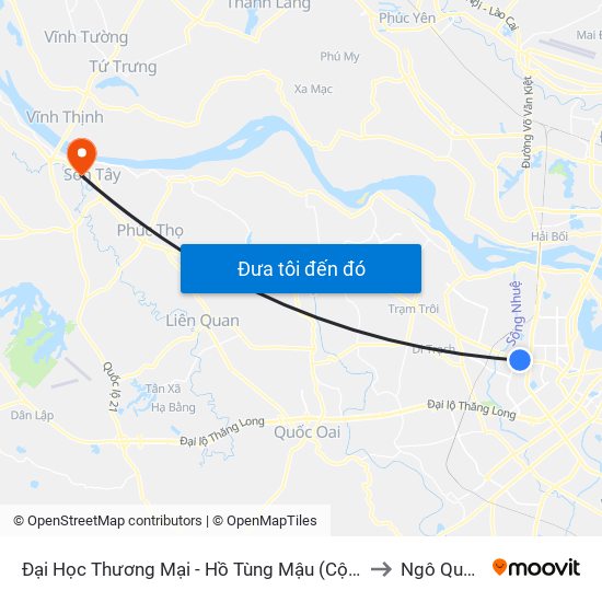 Đại Học Thương Mại - Hồ Tùng Mậu (Cột Sau) to Ngô Quyền map