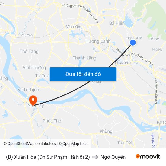 (B) Xuân Hòa (Đh Sư Phạm Hà Nội 2) to Ngô Quyền map