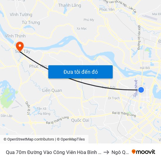Qua 70m Đường Vào Công Viên Hòa Bình - Phạm Văn Đồng to Ngô Quyền map