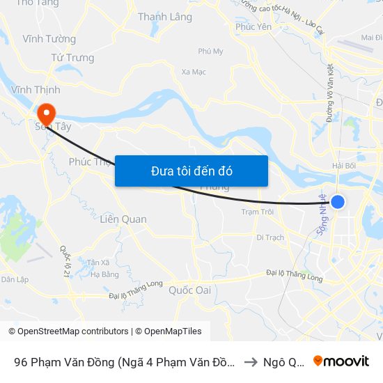 96 Phạm Văn Đồng (Ngã 4 Phạm Văn Đồng - Xuân Đỉnh) to Ngô Quyền map