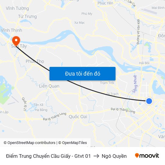 Điểm Trung Chuyển Cầu Giấy - Gtvt 01 to Ngô Quyền map