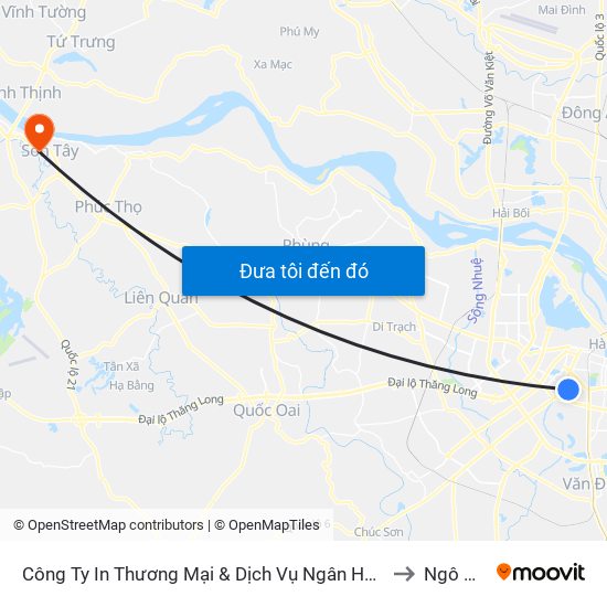 Công Ty In Thương Mại & Dịch Vụ Ngân Hàng - Số 10 Chùa Bộc to Ngô Quyền map