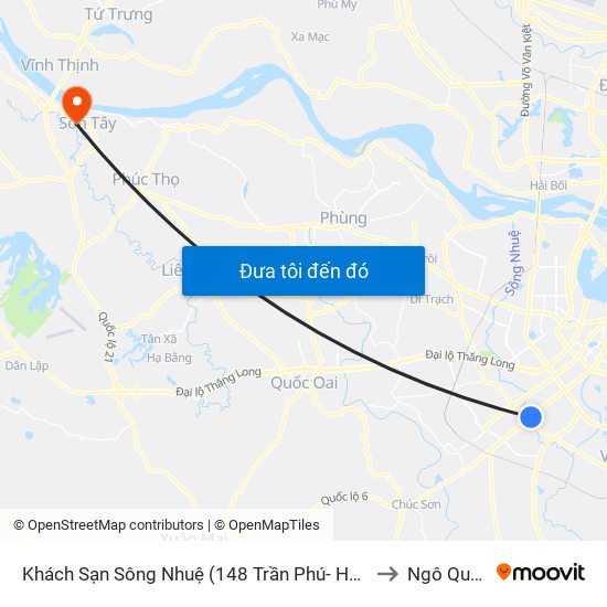 Khách Sạn Sông Nhuệ (148 Trần Phú- Hà Đông) to Ngô Quyền map