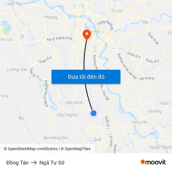 Đồng Tân to Ngã Tư Sở map