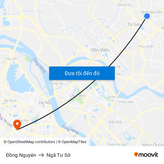 Đồng Nguyên to Ngã Tư Sở map