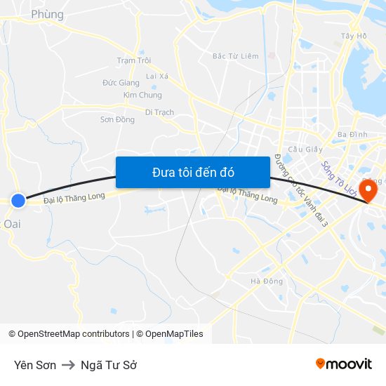 Yên Sơn to Ngã Tư Sở map