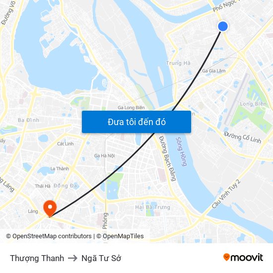 Thượng Thanh to Ngã Tư Sở map