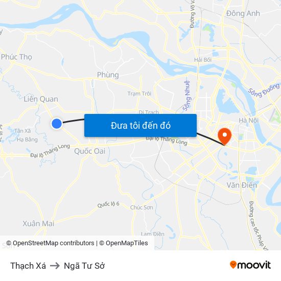 Thạch Xá to Ngã Tư Sở map