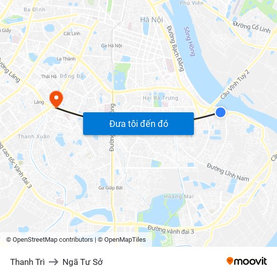 Thanh Trì to Ngã Tư Sở map