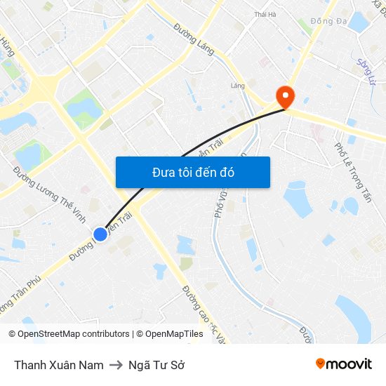 Thanh Xuân Nam to Ngã Tư Sở map