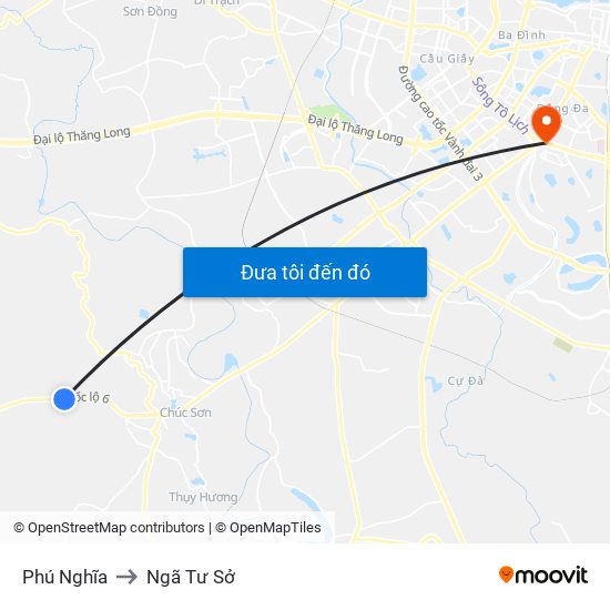 Phú Nghĩa to Ngã Tư Sở map