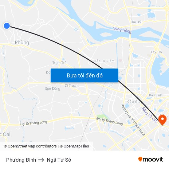 Phương Đình to Ngã Tư Sở map