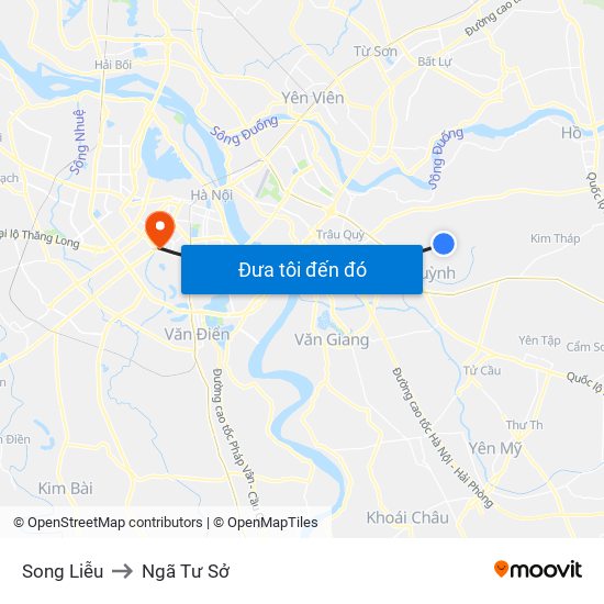 Song Liễu to Ngã Tư Sở map