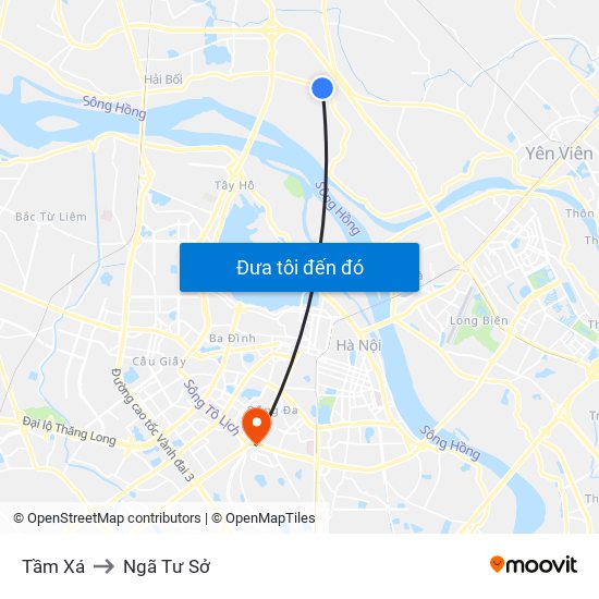 Tầm Xá to Ngã Tư Sở map