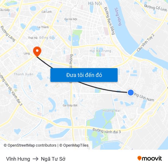 Vĩnh Hưng to Ngã Tư Sở map